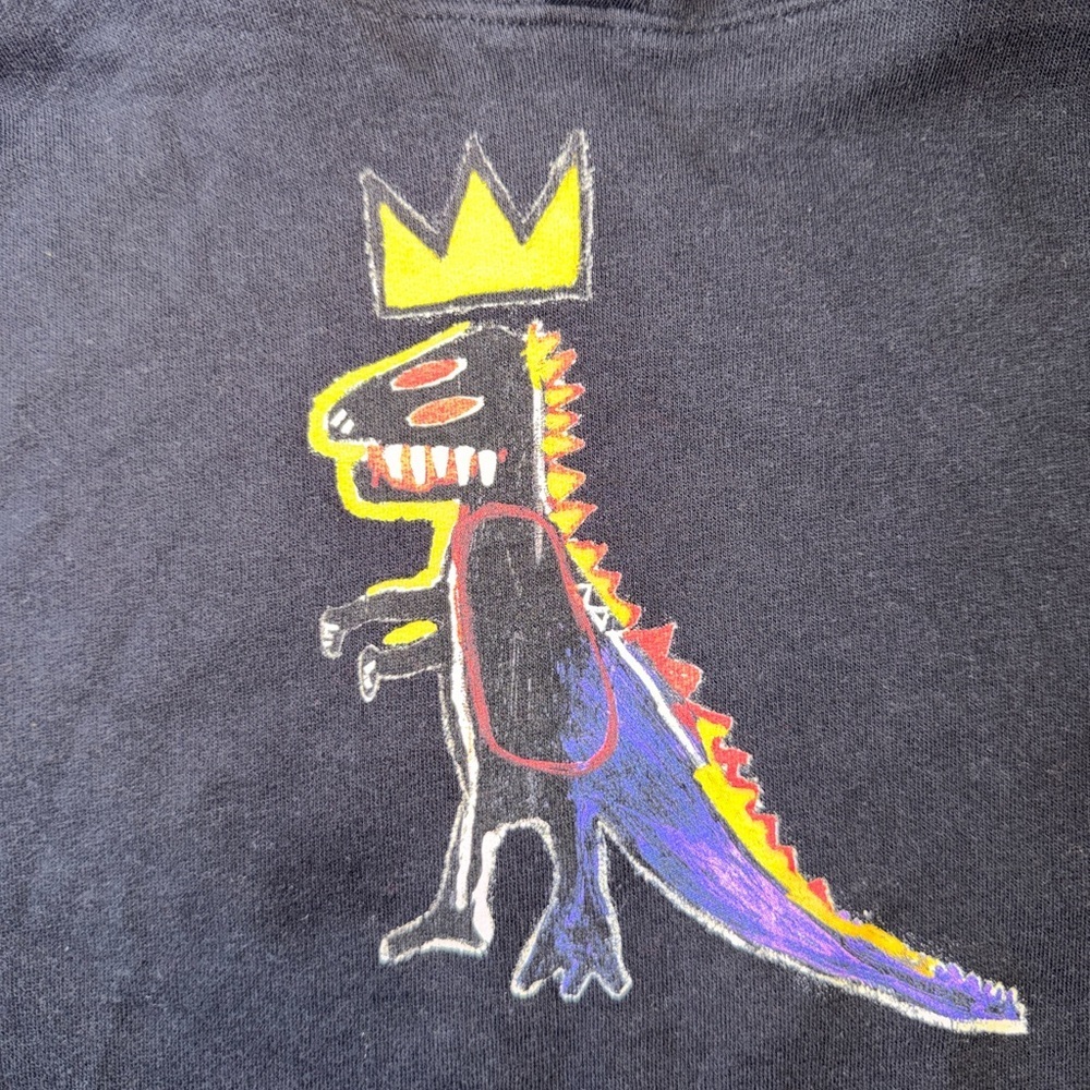 Old Navy Boys Dinosaur Hoodie | Size L | Black Graphic Sweatshirt - Picture 3 of 3